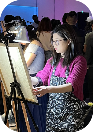Painting on a canvas with sustainable paints